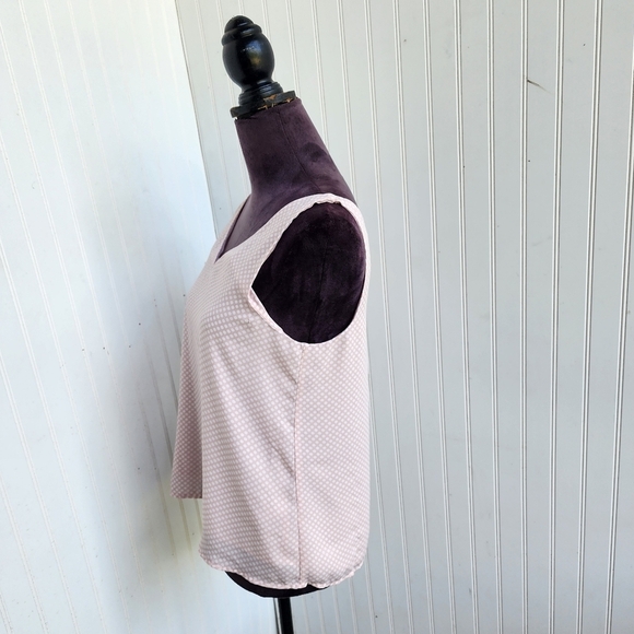 Express Women's Polka Dot Pink White Strappy Double V Neck Tank Top S - Picture 4 of 12